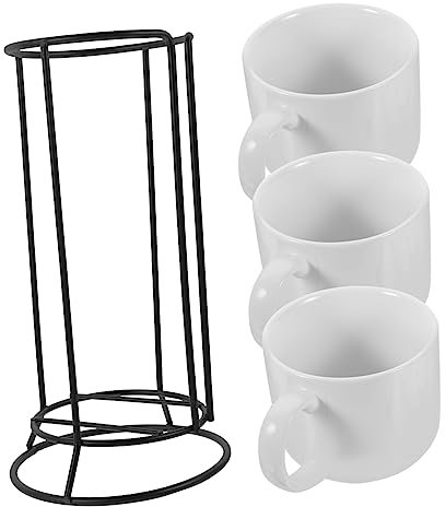OHPHCALL Soporte Metálico 1 Juego Taza Té Taza Café Con Leche Juego Tazas Cerámica Tazas Antiguas Copa Bebidas Tazas Café Apilables Oficina Planchar Bandeja Almacenamiento Metal