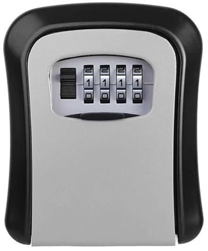 True Face Wall Mounted Key Box - 4-Digit Key Code Security Lock Box, Secure Storage key safe, Ideal for Home, Easy Access, Office & Outdoor Use Black