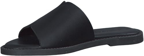 Tamaris Damen Flat Mules Leder, schwarz, 36 EU