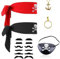 SKHAOVS 6 Stück Pirat Kostüm Zubehör Set Piraten Kopftuch Vintage Augenklappe Ohrring Kostüm Set für Fasching Karneval Halloween und Piratenparty Pirat Captain Dress Up (6 Stück)