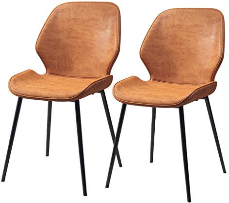 Juego de 2 sillas de Comedor Sillas de Cocina escandinavas con Patas de Metal Resistentes Sillas de Barra de Asiento Suave de PU para Sala de Estar Sillas Laterales Salón de Oficina Cafeterí