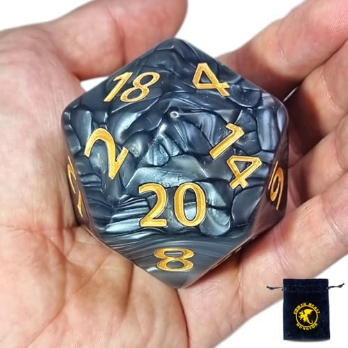 Power Beast Dungeon Riesen Würfel D20(55mm) + Würfelbeutel, Würfeln für Rollenspiele, Titan Würfel, Polyedrische Würfel, DND, Dungeons and Dragons, D&D, Pathfinder.