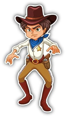 WildeBabsKLBT 11cm Hochwertiger Premium Auto-Aufkleber Sticker Decal Autoaufkleber Klebefolie Cowboy Sheriff Cartoon Comic H1336