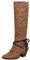 Joliss Donna Classico Stivali Occidentali Tacco a Blocco Stivali Alti con Fibbia Laccio Punta Rotonda Senza Chiusura Stivali Alti Tacco Western Stivali da Cowboy Marrone Numero 34 EU