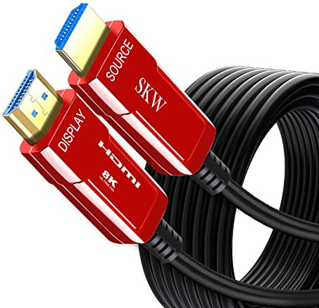 SKW Ultra High Speed HDMI 2.1 Kabel, 48Gbit/s, 8K@60Hz, 4K@120Hz/144Hz, eARC, HDR10, HDCP 2.2 & 2.3, DTS:X, kompatibel mit TV, Monitor, Xbox, PS5/PS4 (10m (fiber optic hdmi))