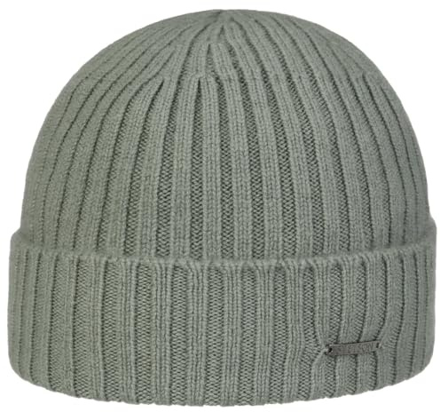 Stetson Varnell Kaschmirmütze Strickmütze Beanie Wollmütze Wintermütze Umschlagmütze Damen/Herren - mit Umschlag Herbst-Winter - One Size Khaki