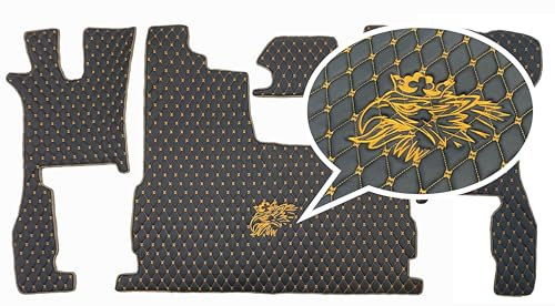 Fußmatten, Automatten LKW Gesteppt für Scania R 2017+ mit Sessel Ungefederte Stickerei Logo (Schwarz-Golden)