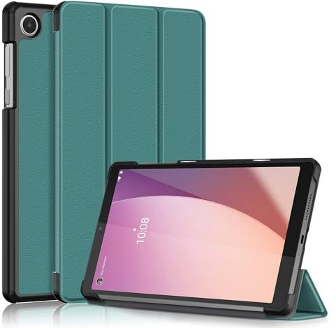 idudao Case for Lenovo Tab M8 4th Gen, Slim Light Folio Stand Hard Shell Cover for 8 Inch TB300FU TB300XU Tablet, Dark Green