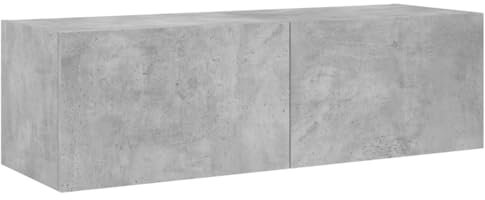 vidaXL TV Wall Cabinet in Concrete Grey - Modern Floating Unit with Vibrant RGB LED Lights and Ample Storage Space, Engineered Wood Construction