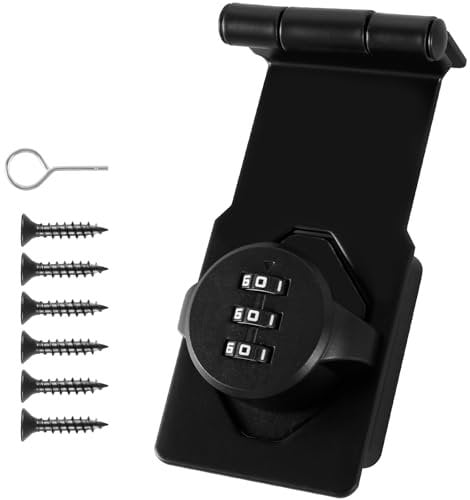 Household Cabinet Password Locks, 90-180 Degree Barn Door Lock, Cabinet Door Combination Lock, Door Security Slide Latch Lock with Screws for Small Doors, Cabinets, Bathroom, Outdoor, Garden