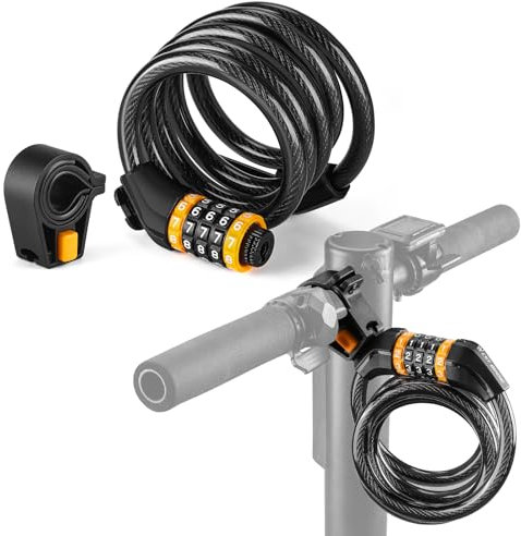 Fahrradschloss Zahlencode - 120cm/150cm Fahradschloß Kabelschloss Hohe Sicherheit 4/5 stellig Zahlenschloss Fahrrad Schloss mit Halterung Stahlseil Cable Schloss für Scooter MTB Rennrad Tricycle (B)