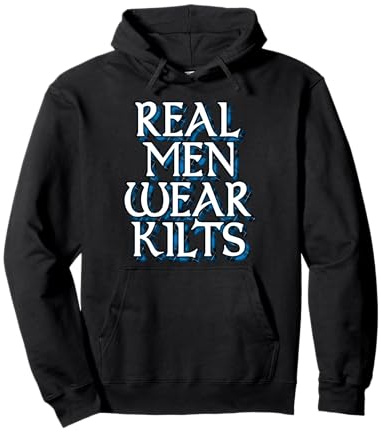 Scottish Blue Tartan Plaid Real Men Wear Kilts Pullover Hoodie