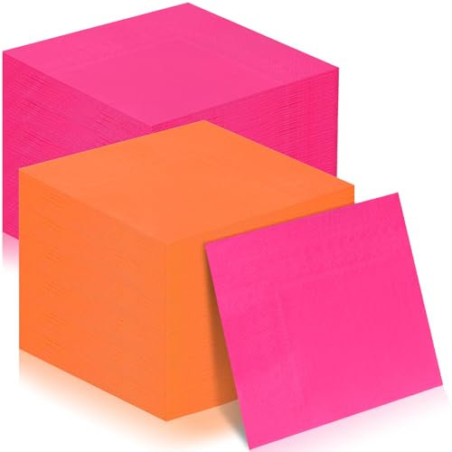 120 Stück rosa und orange Papierservietten, Papier, 16,5 x 16,5 cm, Einweg-Getränke-Servietten, Cocktail-Servietten für Tequila, Sonnenaufgang, Junggesellinnenabschied, Hochzeit, Babyparty,