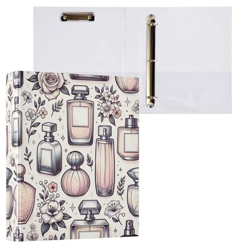 ALAZA Paris Parfümflaschenhalter, 3,8 cm, 3-Ringbücher mit Klemmbrett, runde Ringe, Ordner, hält 200 Blatt, für Schule, Büro, Zuhause, 2 Stück