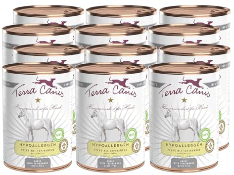Terra Canis Pferd mit Topinambur Hypoallergen Nassfutter für Hunde, 12x400g | 100% Lebensmittelqualität aller Rohstoffe, nur eine tierische Proteinquelle, allergenarm, getreide- und glutenfrei