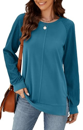 Odosalii Pullover Damen, Elegant Winter Oberteil Rundkragen Lässige Basic Langarmshirt Einfarbig Oberteil Sweatshirt Schöne Sweater Leicht Pulii Tunika Tops