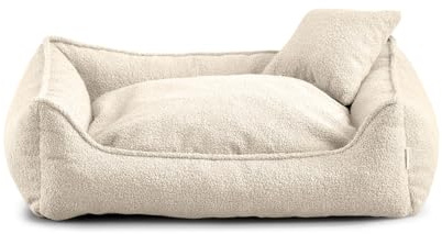 Gutekissen® Bear Hundebett Mittelgroße Hunde - Hundekissen Waschbar - Inklusive kleines Kissen - Farb- und Größenwahl (M - 80x70, Creme)