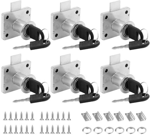 Set di 6 lucchetti per mobili da 22 mm con chiave, serratura di sicurezza, armadietto in acciaio inox con chiave, serratura per mobili, armadietti, cassetti