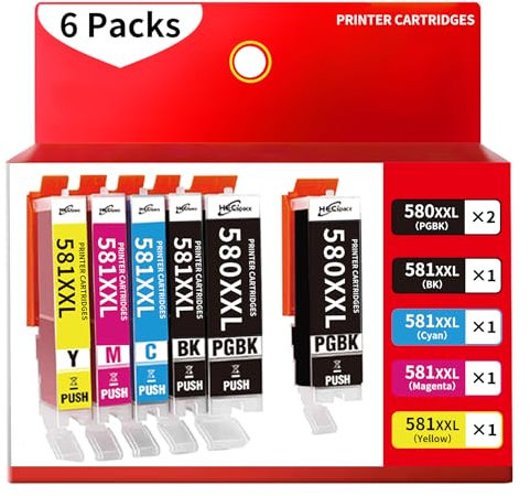 Tr8550 Druckerpatronen für Canon 580 581 Kompatibel für Canon Pixma Ts6350a Ts6351a Ts6350 Ts705 Tr8550 Ts8350 Ts8350a für Tr8550 (6er-Pack)