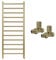 Brushed Brass Bathroom Straight Heated Towel Rail Radiator 500 x 1200 & Straight Manual Valves