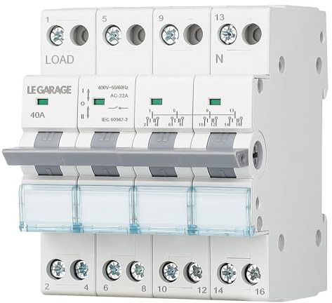 Interruptor de transferencia Manual 40A 4P + 4P MTS AC. Automático Disyuntor Magnetotérmico de Cambio Modular. Conmutador