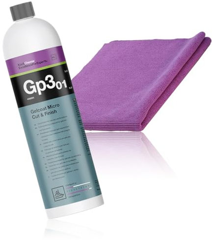 Koch Chemie Gelcoat Micro Cut & Finish 1L GP3.01 inkl Microfaser Micro Cut Poliertuch Boot Polier Set Boot Polierpaste Gelcoat Politur
