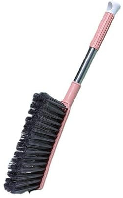 Long Handle Brush for Bed, Sofa, Carpet Cleaning, Soft Bristle Dust Cleaning Brush with Hanging Hook (pink)