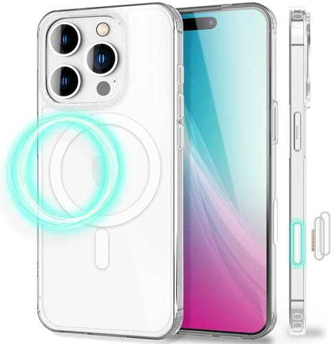 NALIA Strive compatibile con iPhone 16 Pro Max Custodia [compatibile con MagSafe], Copertura Sensore per Action Button, Anello Magnetico Integrato, Antiurto, Design Cristallino Chiaro Trasparente