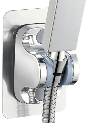 Support de Douche Auto-adhésif Voolan, Support Étanche Réglable pour Pommeaux de Douche à Main, forte Adhérence, Aucun Perçage Nécessaire pour le Montage Mural (Chrome)
