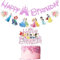 Princess Cake Toppers,Princess Cake Decorations,Princess Birthday Party Decorations Include 2 Banner and 1 Princess Cake topper for Kids Girls