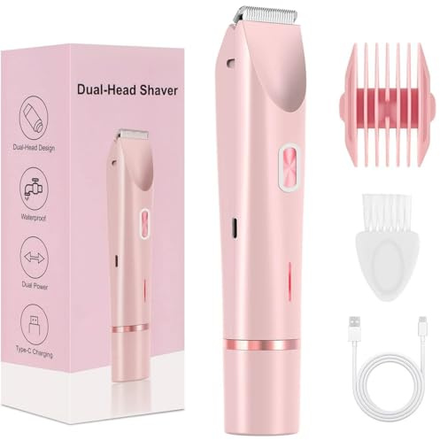 sianova BloomShave 2-in-1 Damen Körperrasierer Dual-Head Intimrasierer für Frauen, Wiederaufladbarer, Wasserdichter Nass- und Trockenrasierer für Gesicht, Beine und Bikini