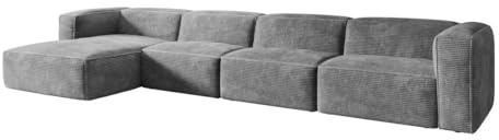 Luxusbetten24 Designer Sofa Comfy L Maxi in Cord Hellgrau Links