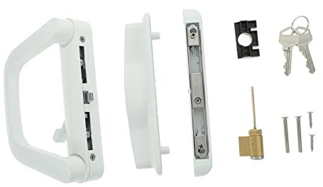 Operitacx Juego de Manija de Puerta Corrediza Cerradura Reversible Compatible Puertas de 1 38 Pulgadas Incluye y Manija de Patio para Cocina y 1 Juego