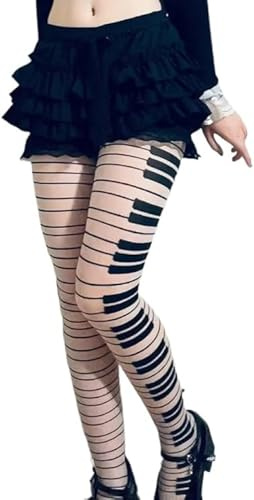 SQYZRZ 2025 New Piano Tights - Funky Patterned Stockings, Y2K Women Sexy Piano Key Stockings