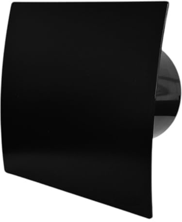 Modern Black Bathroom Extractor Fan, 100mm, 75m³/h Flow Rate, 26dB, IP-X4 Rated, Wall/Ceiling Mount