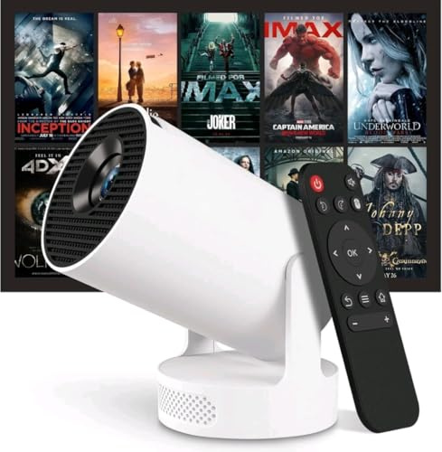 [Upgraded HiFi] Mini Projector 1080P 4K Support, 300 ANSI Lumens Smart OS Video Projector for bedroom with WiFi6 & Bluetooth5.0, Auto Keystone, 180° Rotation for Home Cinema