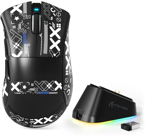 ATTACK SHARK V3PRO Wireless Gaming Mouse, 62g Lightweight, Black B | Magnetic Charging Dock, PAW3311 Sensor, BT/2.4G/USB-C, 500mAh, 25000 DPI LIGHTSPEED Gamer Office Mice for PC/Mac