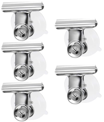 IMIKEYA Pinze a ventosa in acciaio inox 5 pezzi clip di aspirazione per cucina e bagno accessori casa senza trapani, resistenti alla corrosione, ideali per superfici lisce