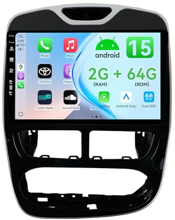 MSD 2+64G Bildschirm Autoradio für Renault CLIO 2013-2016 | Wireless Carplay Android Auto | Android 15 10.1 Zoll GPS Navi Radio | Lenkradsteuerung WiFi DSP DAB Bluetooth 5.0 | Rückfahrkamera | 2 Din
