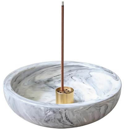 Incense Holder,Incense Holder for Sticks with Removable Glass Ash Catcher,Incense Sticks Holder for Meditation and Yoga Room&Home Decoration (Beige Marble)