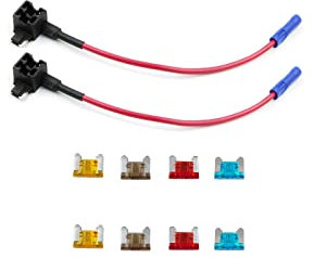 KOLACEN Automotive Car Truck 2 Pieces 16 Gauge Add-a-circuit Fuse TAP Adapter for Low-profile Mini Blade Type Fuse + 8 Pieces Low Profile Mini Fuse 5Apm 7.5Apm 10Apm 15Apm