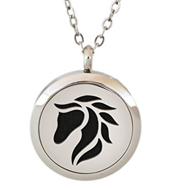 Aromatherapy Essential Oil Diffuser Stainless Steel Silver Magnetic Locket Pendant 2 Sizes Chain Necklace, Refill Pads & Diffuser Bracelet in a Velvet Bag, Stainless Steel