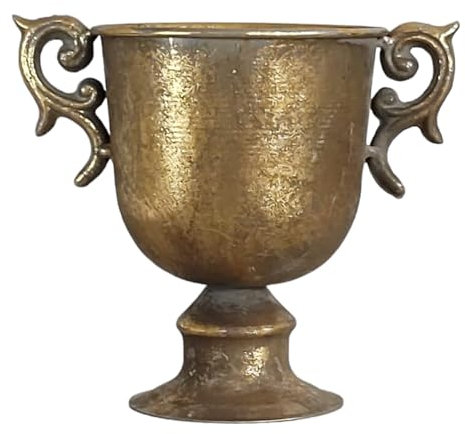 Pokal Amphore Dekovase Vase Blumenvase Antik Metall Vintage Deko Retro Design (LN18-3 Gold)