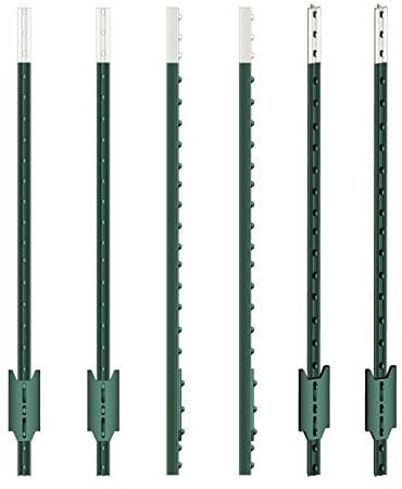 VOSS.farming T-Pfosten 152cm 100 Stück, Metallpfahl Festzaunsystem, Hochwertige Qualität Grün, T-Post, Zaunpfahl, Weidezaun