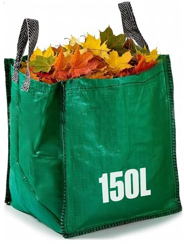 GroundMaster Heavy Duty Garden Waste Bag – 150L Polypropylene Refuse Sack – Reinforced Hems, Stitched Handles Extra Strong Waste Bag – Reusable Garden Sack for Leaves, Rubble, and Compost (Pack of 2)