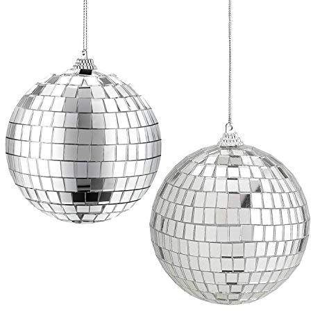 Rocutus Spiegel-Discokugeln, silberfarben, zum Aufhängen, für Partys oder DJ-Lichteffekte, Heimdekorationen, Bühnenrequisiten, Spielzubehör (10,2 cm)