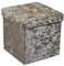 HomeHarmony® Crushed Velvet Quilted Top Folding Storage Ottoman Seat, Stool, Toy Storage Box (Medium Mink)