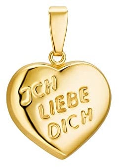 Amor Motivanhänger Unisex Damen Herren Anhänger, 2,1 cm, Gold, Herz, Kommt in Schmuck Geschenk Box, 9038916