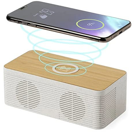 Bigbuy Gadget S1419183 Altavoz Bluetooth con Cargador Inalámbrico 5W, Color Natural