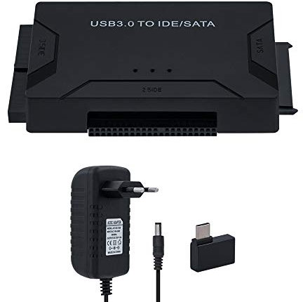 Mcbazel USB 3.0 vers IDE/SATA Converter Adaptateur de Disque Dur Kit Externe pour Disc Dur SATA/SSD 2,5/ 3,5 Compatible avec PC - Prise UE